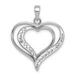 Sterling Silver Rhodium-plated Stellux Crystal Double Heart Pendant