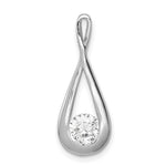Sterling Silver Rhodium-plated CZ Teardrop Pendant
