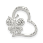 Sterling Silver CZ Heart with Butterfly Chain Slide