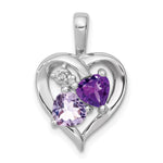 Sterling Silver RH Plated Amethyst Light Pink Quartz and Diamond Pendant