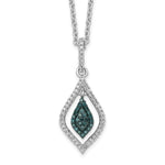 White Night Sterling Silver Rhodium-plated Blue and White Diamond Necklace with 2 Inch Extender
