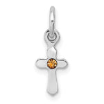 Sterling Silver Rhodium-plated Golden Yellow Crystal Cross Petite Pendant