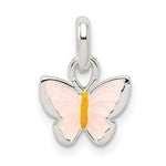 Sterling Silver Polished Pink and Orange Enameled Petite Butterfly Pendant