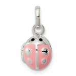 Sterling Silver Pink and Black Enameled Ladybug Locket Petite Pendant