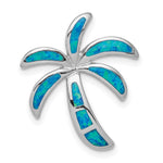 Sterling Silver Rhodium-plated Lab Created Blue Opal Palm Tree Fits up to Cubetto Slide
