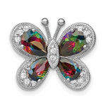 Sterling Silver Rhodium-plated Polished Dark Mystic and Clear CZ Butterfly Chain Slide