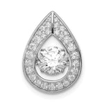 Sterling Silver Platinum-plated Vibrant Moving CZ Teardrop -Fits up to Cubetto- Slide Pendant