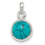 Sterling Silver Polished Round Lab Created Turquoise Pendant
