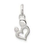 Sterling Silver Polished Mother and Baby Heart Charm