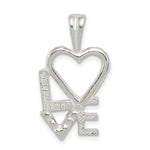 Sterling Silver Polished LOVE with Heart Chain Slide Pendant