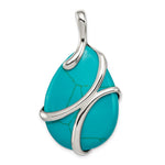 Sterling Silver Polished Lab Created Turquoise Teardrop Pendant