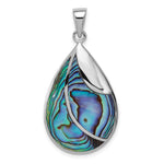 Sterling Silver Rhodium-plated Polished Abalone Teardrop Pendant