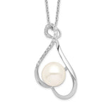Sterling Silver Rhodium-plated 9- White FWC Pearl CZ Necklace