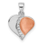 Sterling Silver Rhodium/Rose Gold-plated CZ Heart Pendant