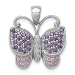 Sterling Silver Rhodium-plated Polished w/ CZ Butterfly Pendant
