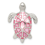Sterling Silver Pink Mother of Pearl Large Turtle Chain Slide