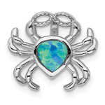 Sterling Silver Rhodium-plated Blue Lab Created Opal Inlay Crab Chain Slide