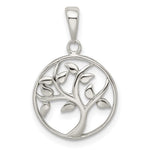 Sterling Silver Polished Cut-out Tree in Circle Pendant