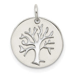 Sterling Silver Polished Cut-out Tree Circle Charm