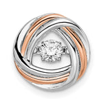 Sterling Silver Platinum-plated Rose-tone Vibrant Moving CZ Round Chain Slide