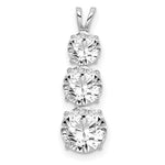 Sterling Silver Rhodium-plated Polished Graduated 3-Stone Round CZ Pendant
