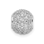 Sterling Silver Rhodium-plated CZ Bead -Fits up to - Pendant