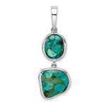 Sterling Silver Rhodium-plated Reconstituted Turquoise Abstract Pendant