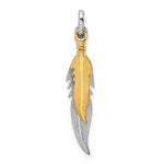 Sterling Silver Rhodium-plated Polished and Gold-tone 3-D Double Feather Pendant