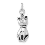 Sterling Silver Rhodium-plated Enamel Cat Screw Top Ash Holder Pendant
