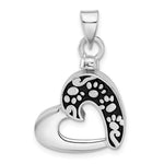 Sterling Silver Rhodium-plated Enamel Heart with Pawprints Screw Top Ash Holder Pendant