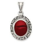 Sterling Silver Oval Carnelian in Filigree Frame Pendant