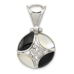 Sterling Silver Antiqued Black Onyx and Mother Of Pearl Pendant