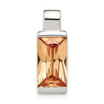Sterling Silver Rectangular Champagne CZ Pendant