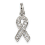 Sterling Silver Rhodium-plated CZ Awareness Ribbon Pendant