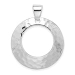 Sterling Silver Rhodium-plated Hammered Circle -Fits up to Cubetto- Pendant