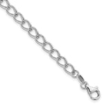 Amore La Vita Sterling Silver Rhodium-plated Solid Half Round Wire Curb Chain with Fancy Lobster Clasp Charm Bracelet