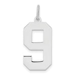 Sterling Silver/Rhodium-plated Polished Number 9 Charm
