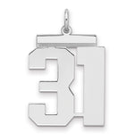 Sterling Silver/Rhodium-plated Polished Number 31 Charm
