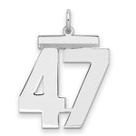 Sterling Silver/Rhodium-plated Polished Number 47 Charm