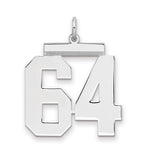 Sterling Silver/Rhodium-plated Polished Number 64 Charm