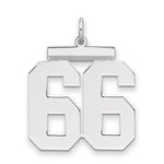 Sterling Silver/Rhodium-plated Polished Number 66 Charm