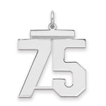 Sterling Silver/Rhodium-plated Polished Number 75 Charm