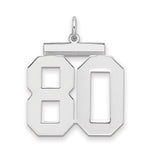 Sterling Silver/Rhodium-plated Polished Number 80 Charm