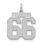 Sterling Silver/Rhodium-plated Satin Number 66 Charm