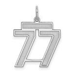 Sterling Silver/Rhodium-plated Satin Number 77 Charm