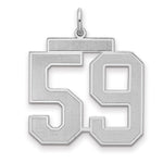 Sterling Silver/Rhodium-plated Satin Number 59 Charm
