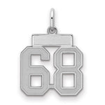 Sterling Silver/Rhodium-plated Satin Number 68 Charm