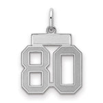 Sterling Silver/Rhodium-plated Satin Number 80 Charm