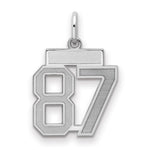 Sterling Silver/Rhodium-plated Satin Number 87 Charm