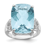 Sterling Silver Rhodium Sky Blue Topaz & Diam. Ring